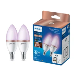 PHILIPS SMART COLOR 2-PAK LED PÆRE E14 KERTE 5W