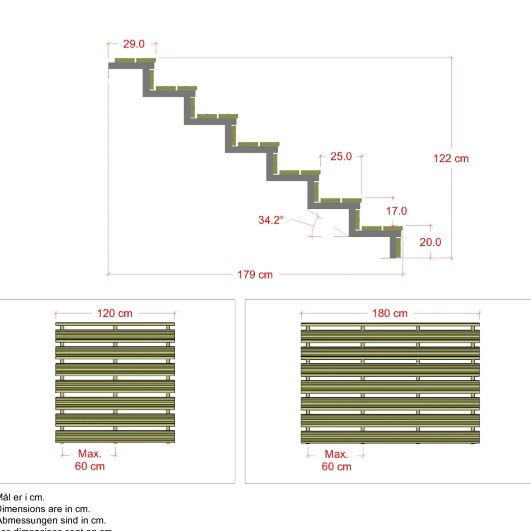 PLUS 7 TRIN TERRASSETRAPPE 1200 X 1220 MM