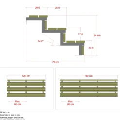 PLUS 3 TRIN TERRASSETRAPPE 1200 X 540 MM