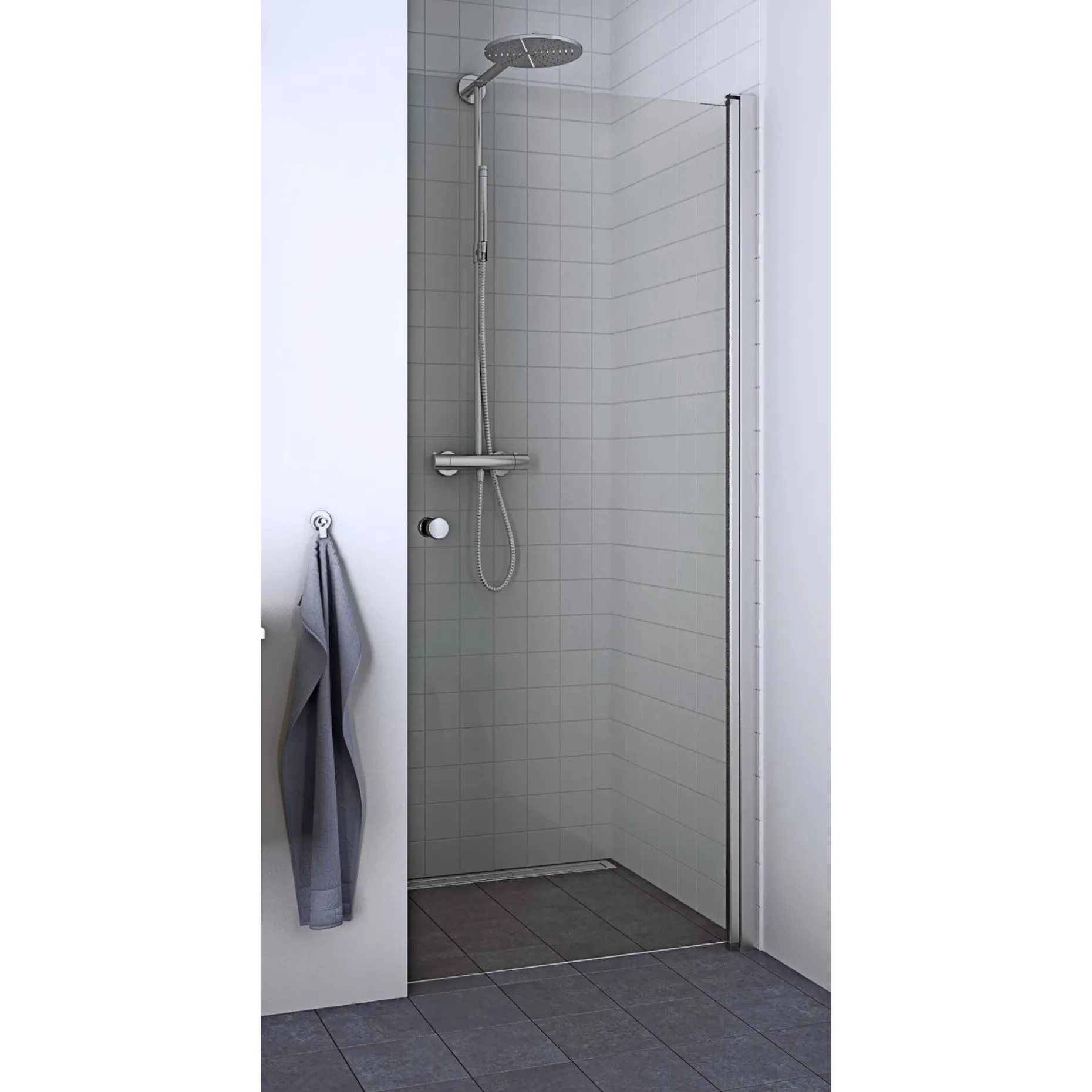 SCANBAD FLEXI MAT ALU PROFIL, 1 STK. BRUSEDØR KLAR GLAS 79 CM