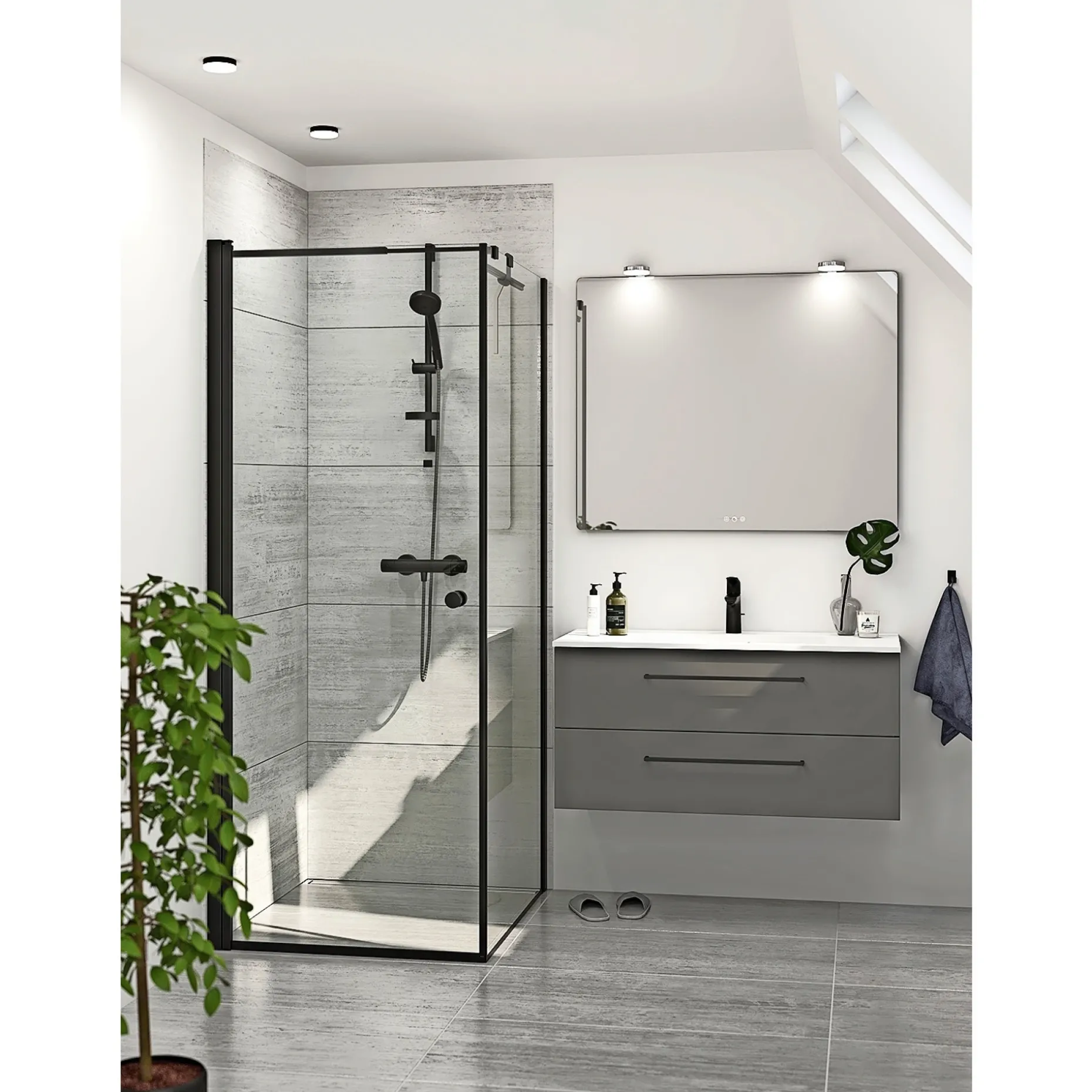 SCANBAD FLEXI SORT PROFIL, 1 STK. BRUSEDØR KLAR GLAS 79 CM