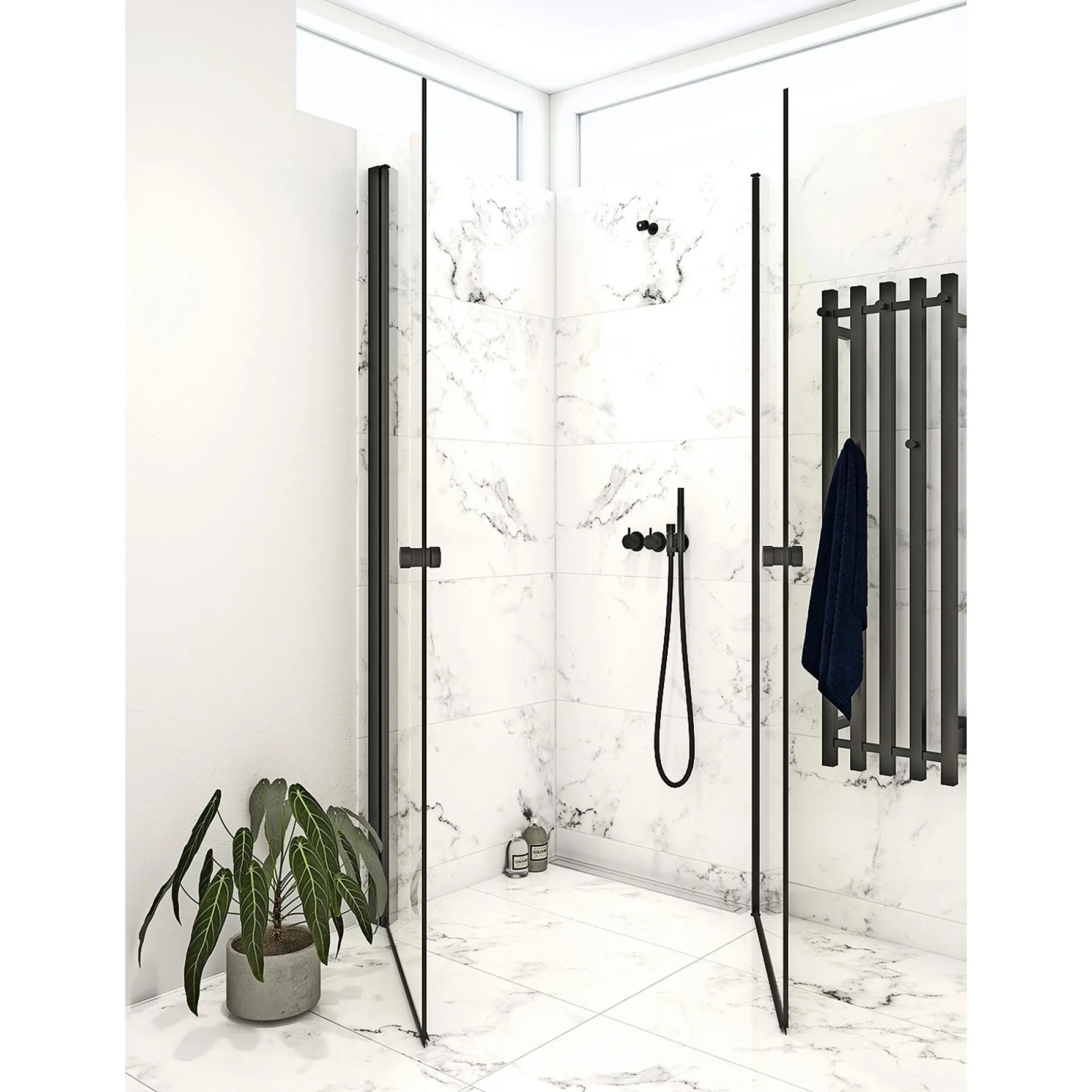 SCANBAD FLEXI SORT PROFIL, 1 STK. BRUSEDØR KLAR GLAS 89 CM