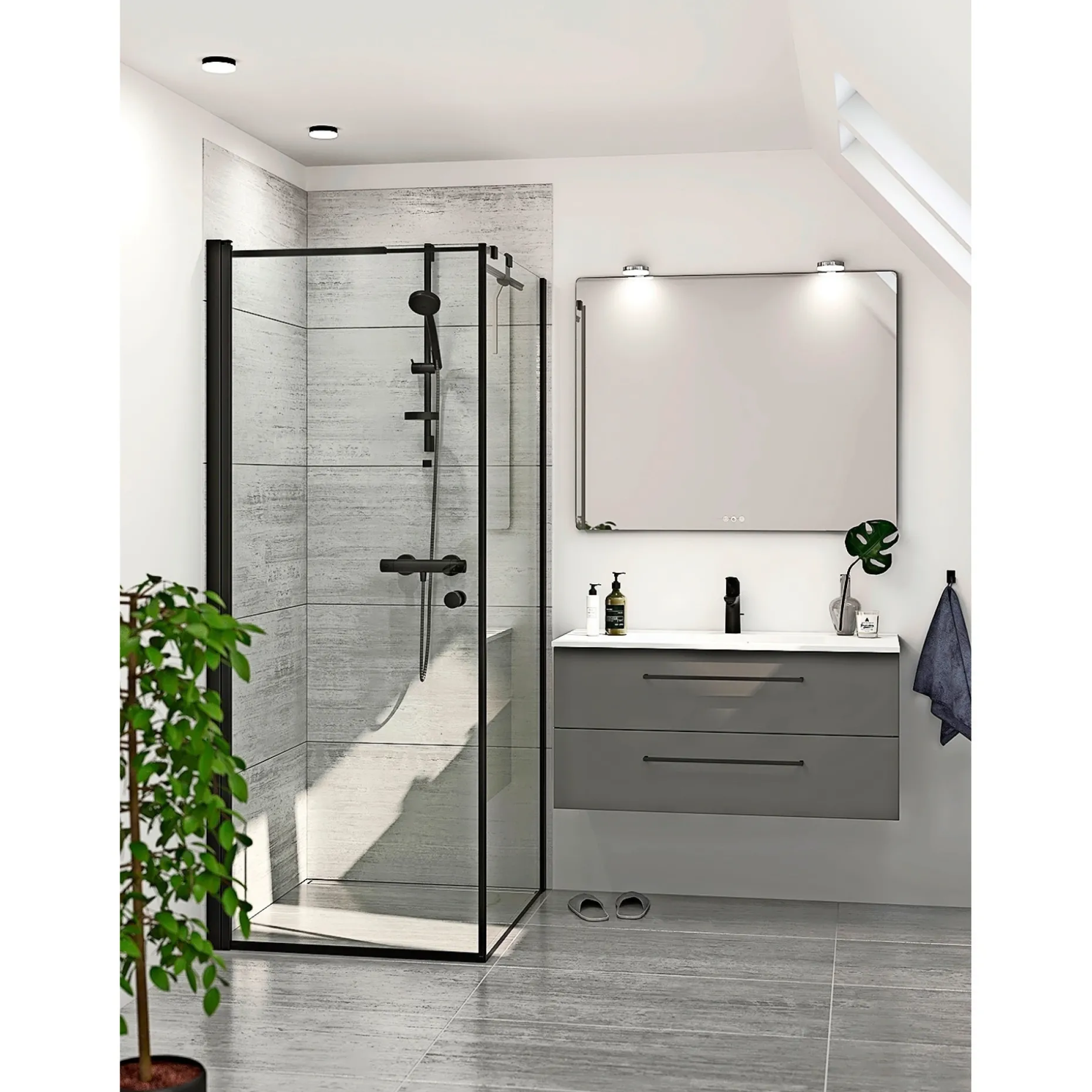 SCANBAD FLEXI SORT PROFIL, 1 STK. BRUSEDØR KLAR GLAS 89 CM