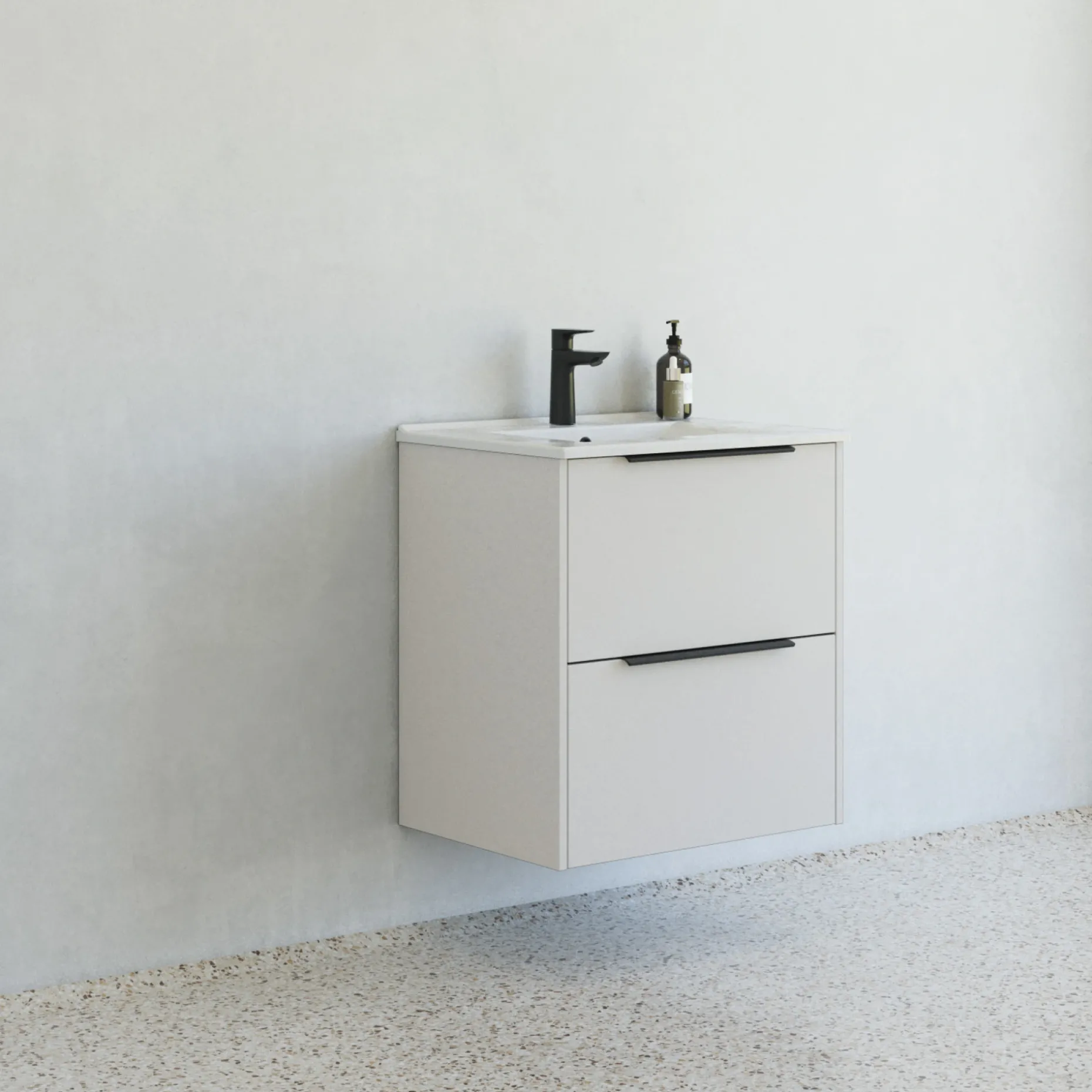 SCANBAD NOW GLAT BADMØBEL MAT SAND 2 SKUFFER 61 CM