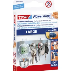 TESA POWERSTRIPS DOBBELTKLÆBENDE STRIPS LARGE HVID