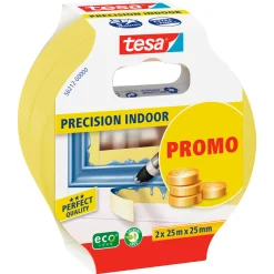TESA PRECISION INDOOR 2-PACK AFDÆKNINGSTAPE 25 M X 25 MM GUL