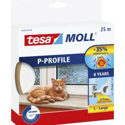 TESA TESAMOLL P-PROFIL TÆTNINGSLISTE 25 M X 9 MM X 5,50 MM HVID