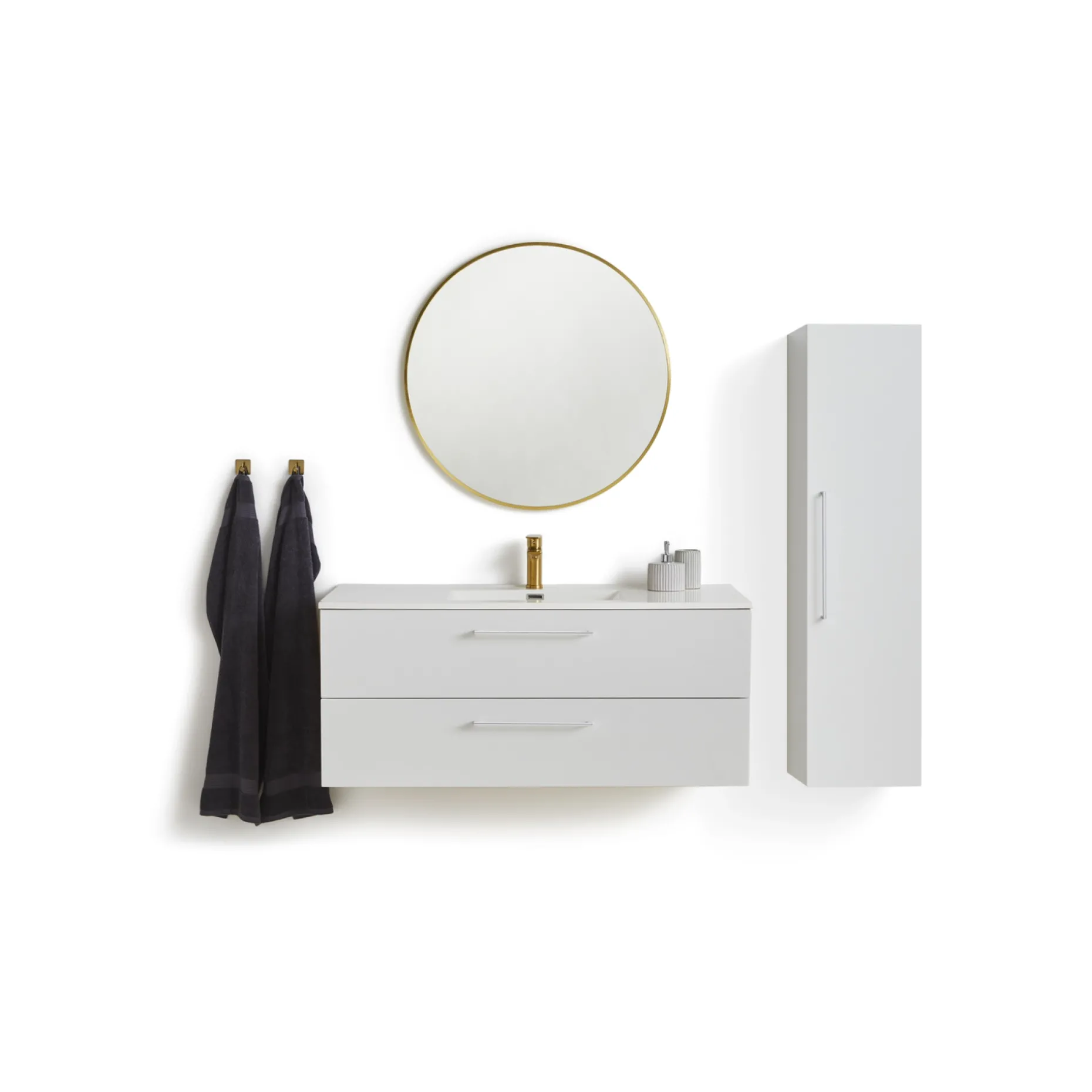VASSO MILANO SOFTCLOSE BADMØBEL HVID 2 SKUFFER 120 CM