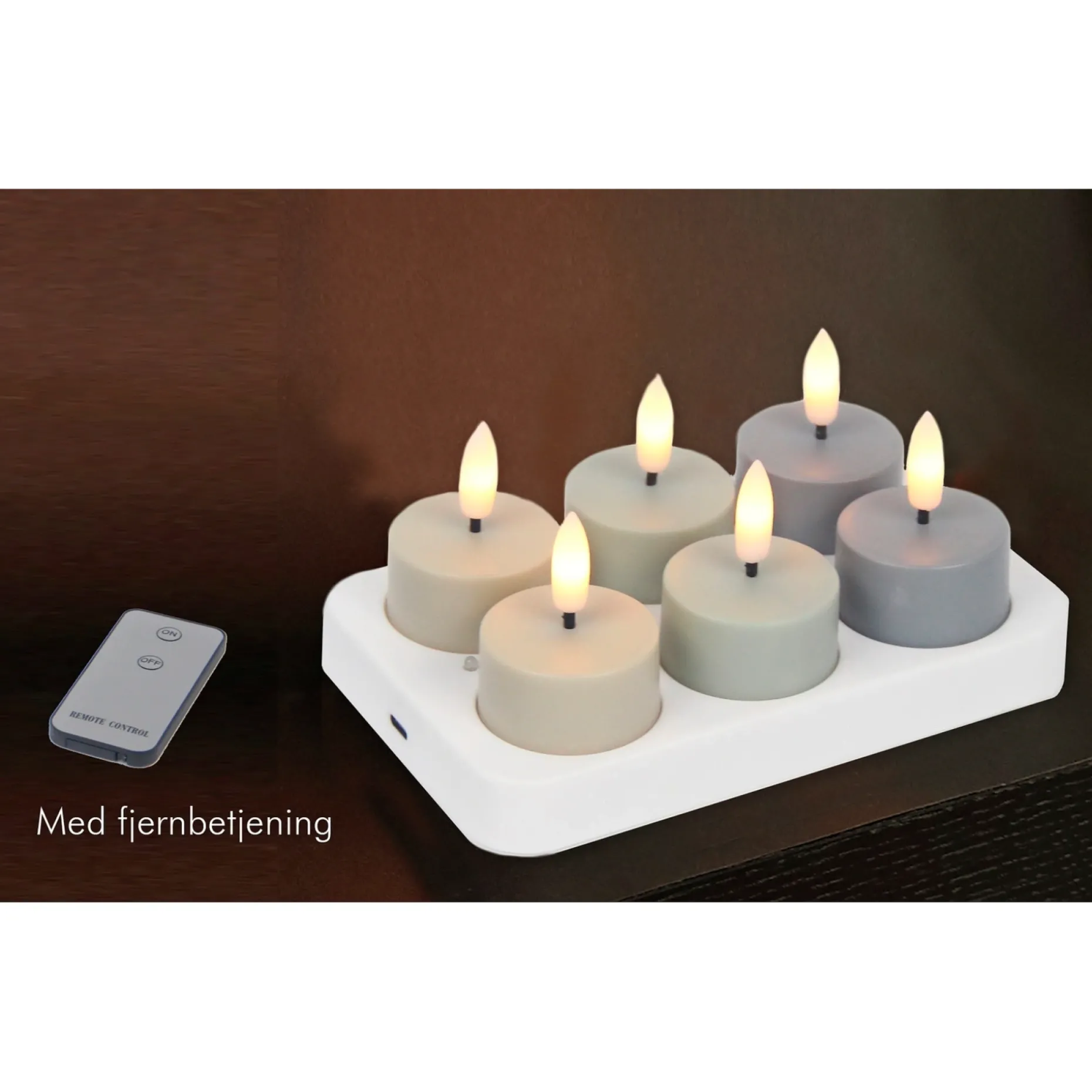 VELI LINE 6 STK. FLERFARVET GENOPLADELIGE LED FYRFADSLYS