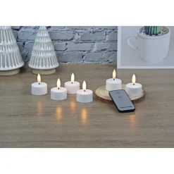 VELI LINE 6 STK. HVIDE GENOPLADELIGE LED FYRFADSLYS