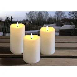 VELI LINE 3-PAK HVIDE Ø7,5 X 10 + 12,5 + 15 CM LED BLOKLYS