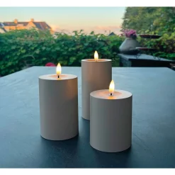 VELI LINE 3-PAK TAUPEGRÅ Ø7X10+12,5+15 CM LED BLOKLYS