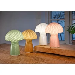 VELI LINE STRIPE MUSHROOM GENOPLADELIG BORDLAMPE ROSA