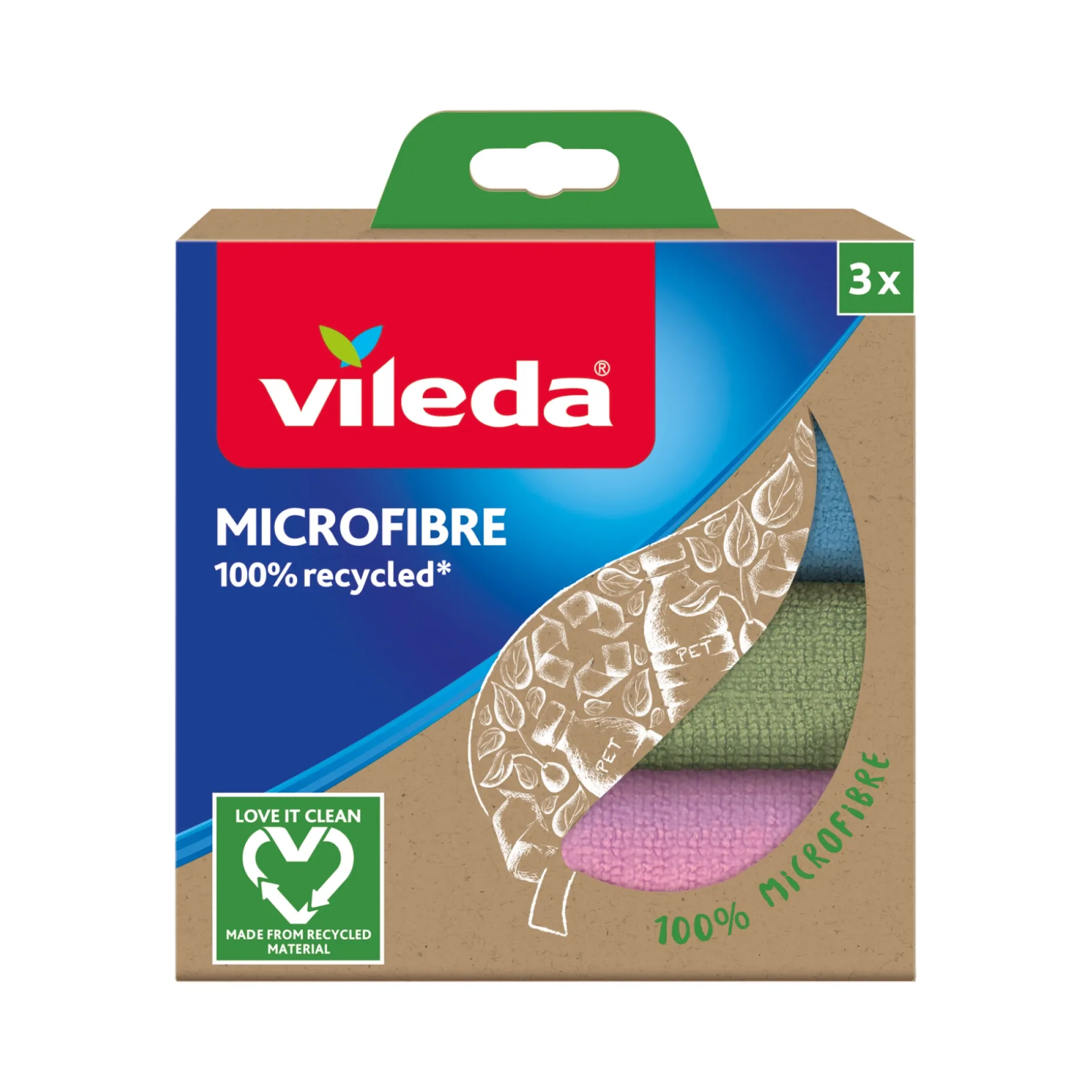 VILEDA MICROFIBER KLUD BLÅ/GRØN/PINK 3 STK