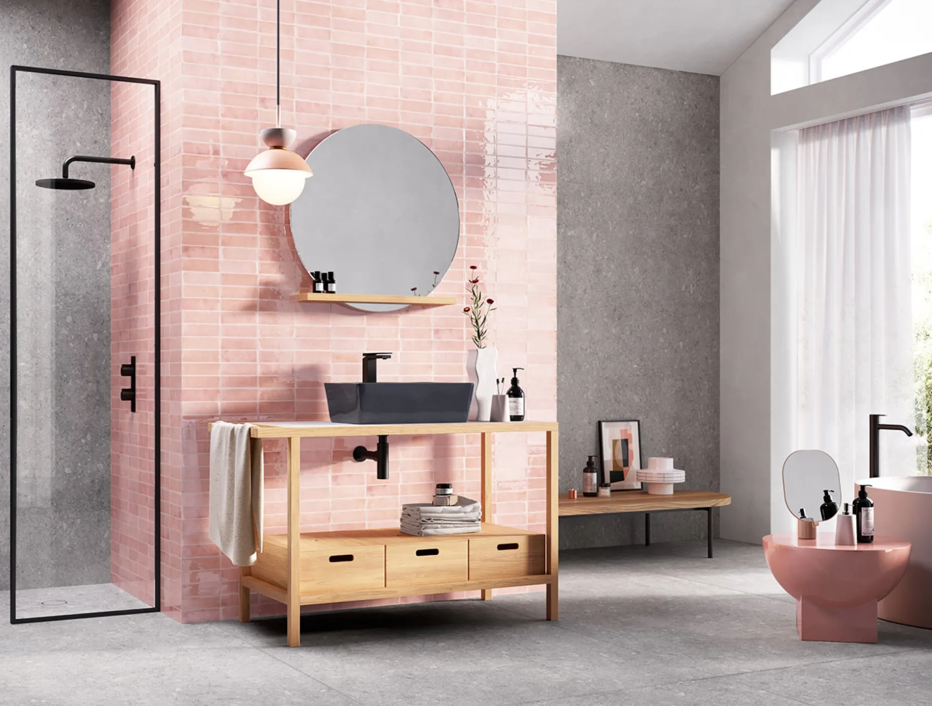 XL-BYG T-BRICK WALL PINK PANTHER VÆGFLISE 5,2X16 RØD